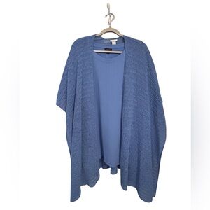 J. Jill Blue Layered Knit Tunic Poncho